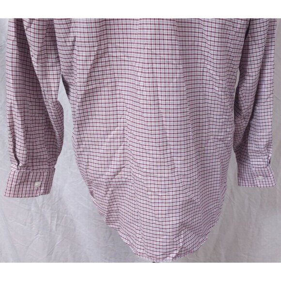 LL Bean Mens 16.5-33 Red Plaid Single Needle Tailoring Button Down Soft Shirt - Picture 9 of 10